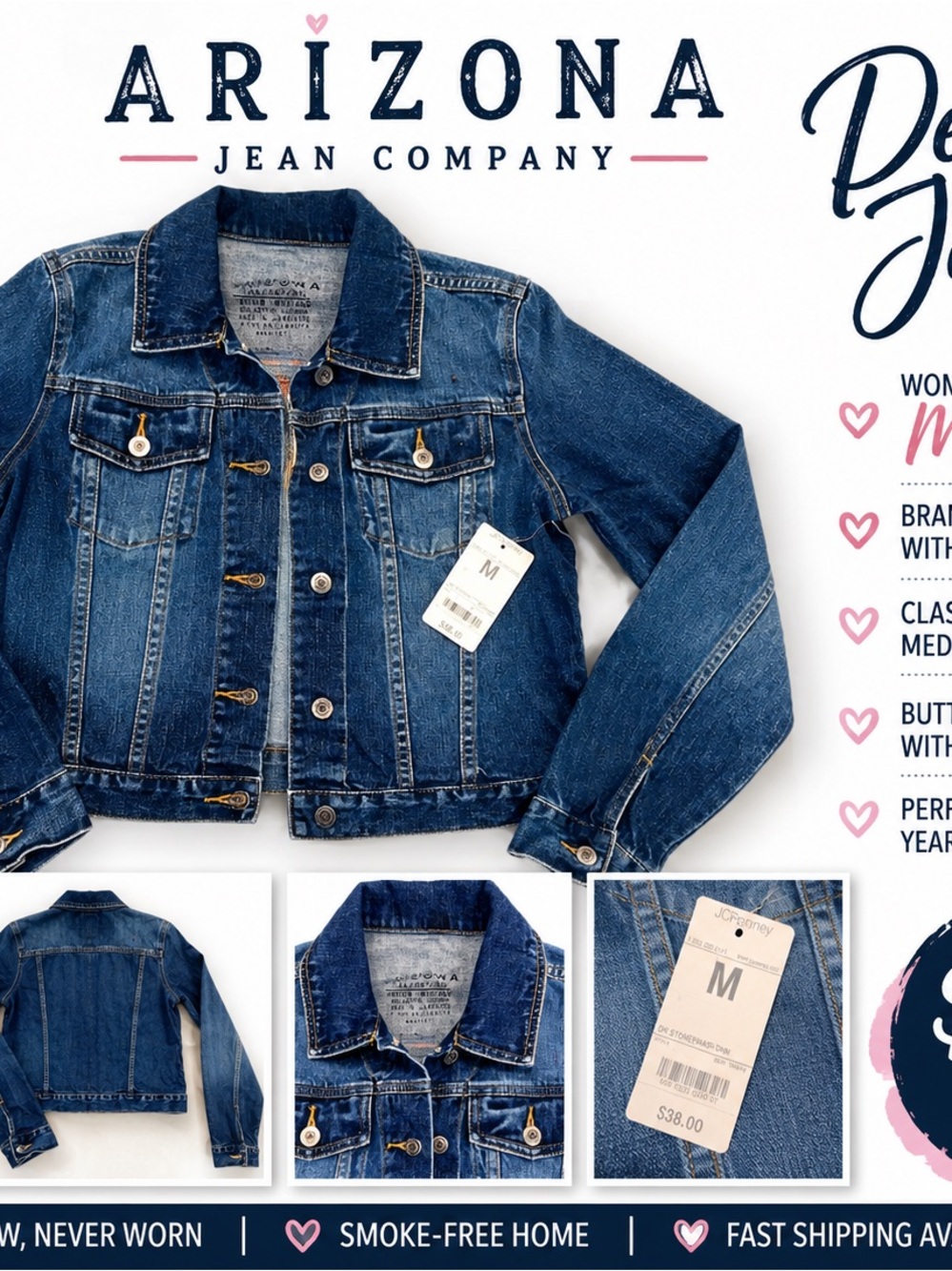 ArizonaNWTmediumgirls Jean Company Girls' Med-Blue Denim Jacket NWT